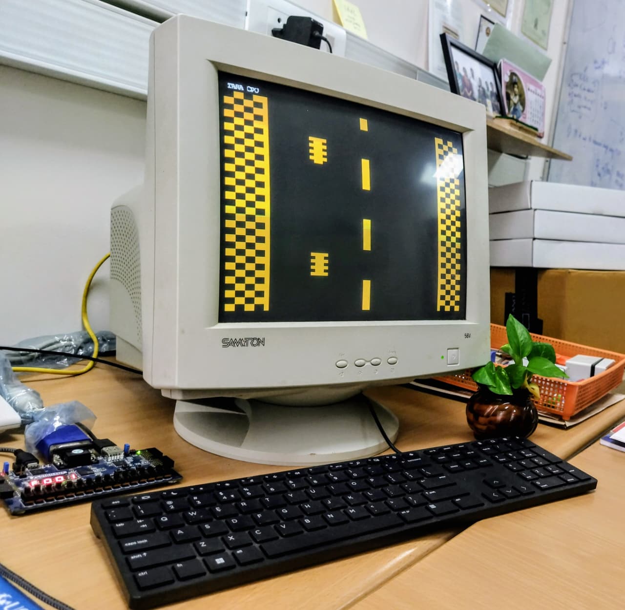 TARA racing game running on a VGA monitor from the Basys 3 board