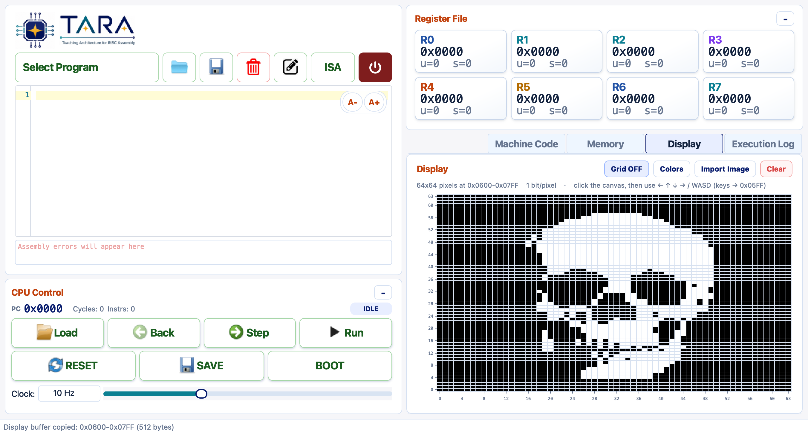 Skull image with pixel grid overlay enabled